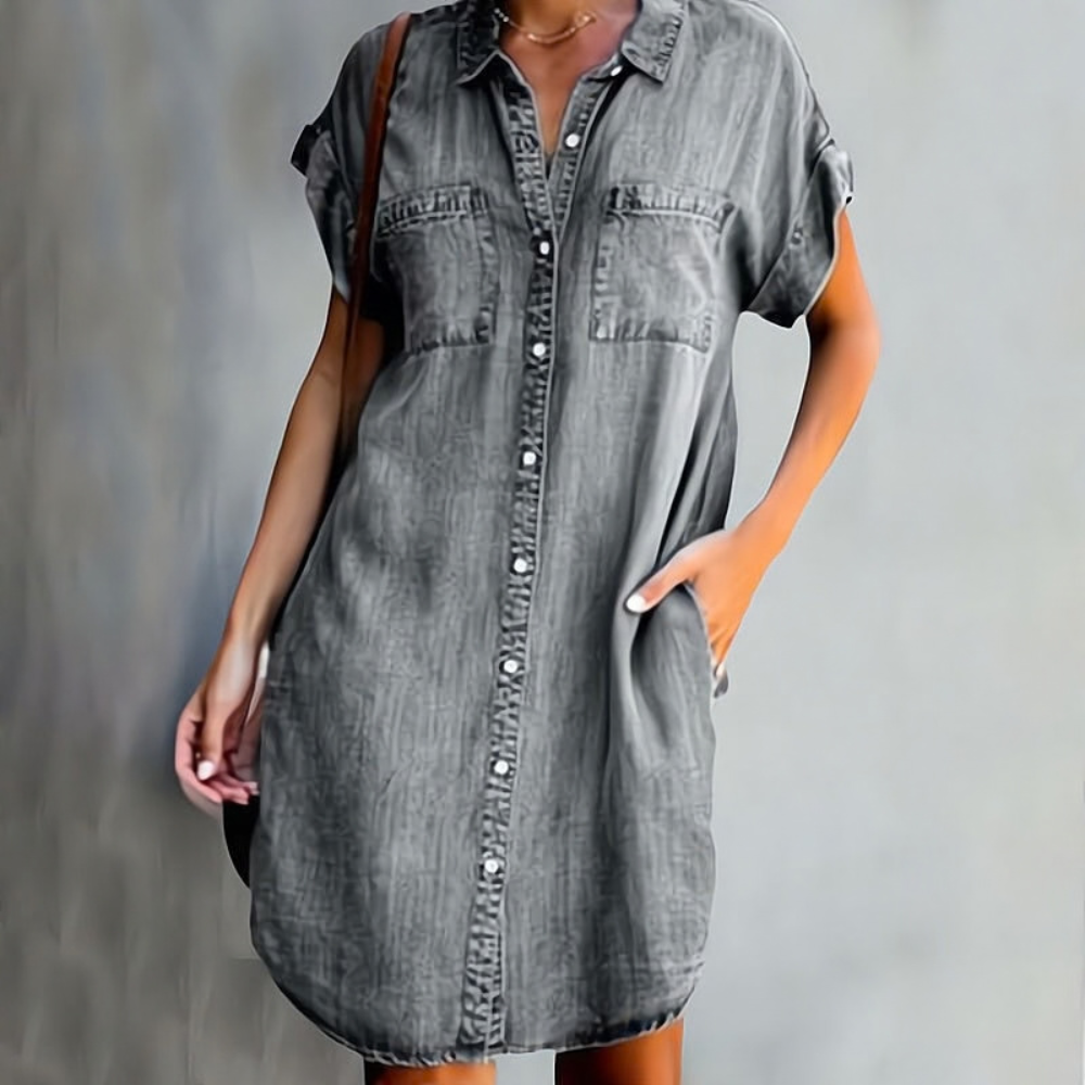 Casual Denim Dress Button Front