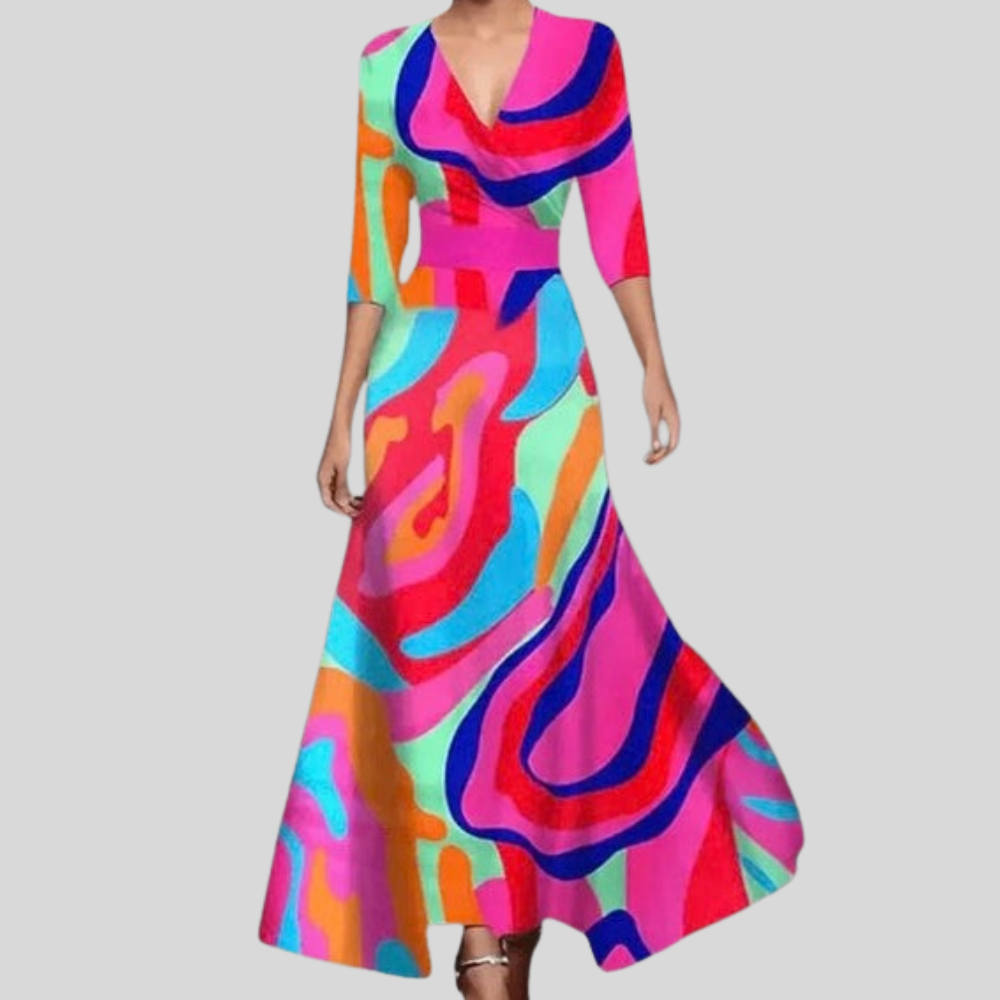 Chic Printed Wrap Maxi Dress