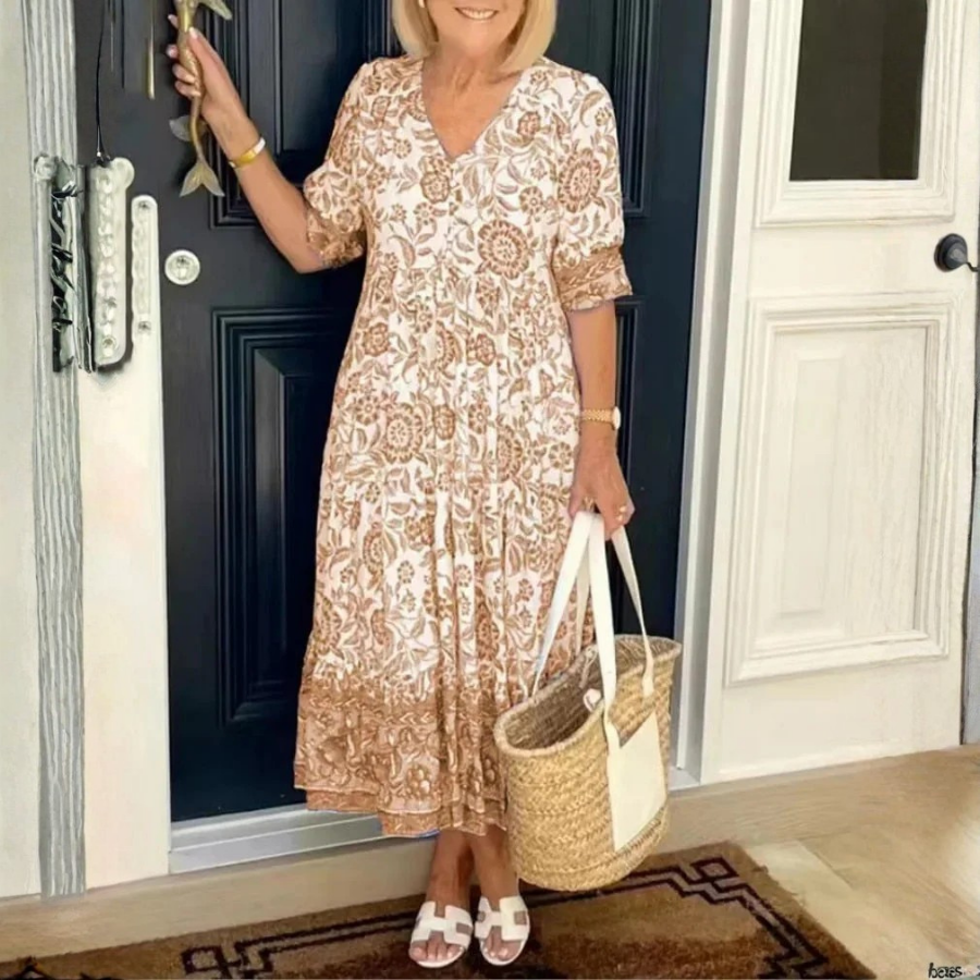 Floral Maxi Dress V Neck