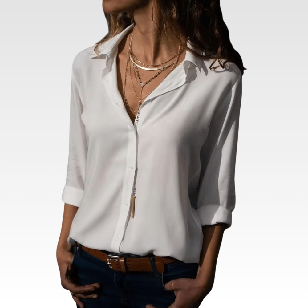 Airy Chiffon Blouse V Neck