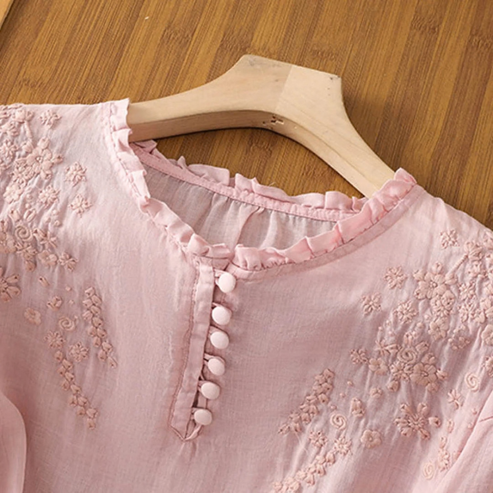 Floral Embroidered Casual Blouse