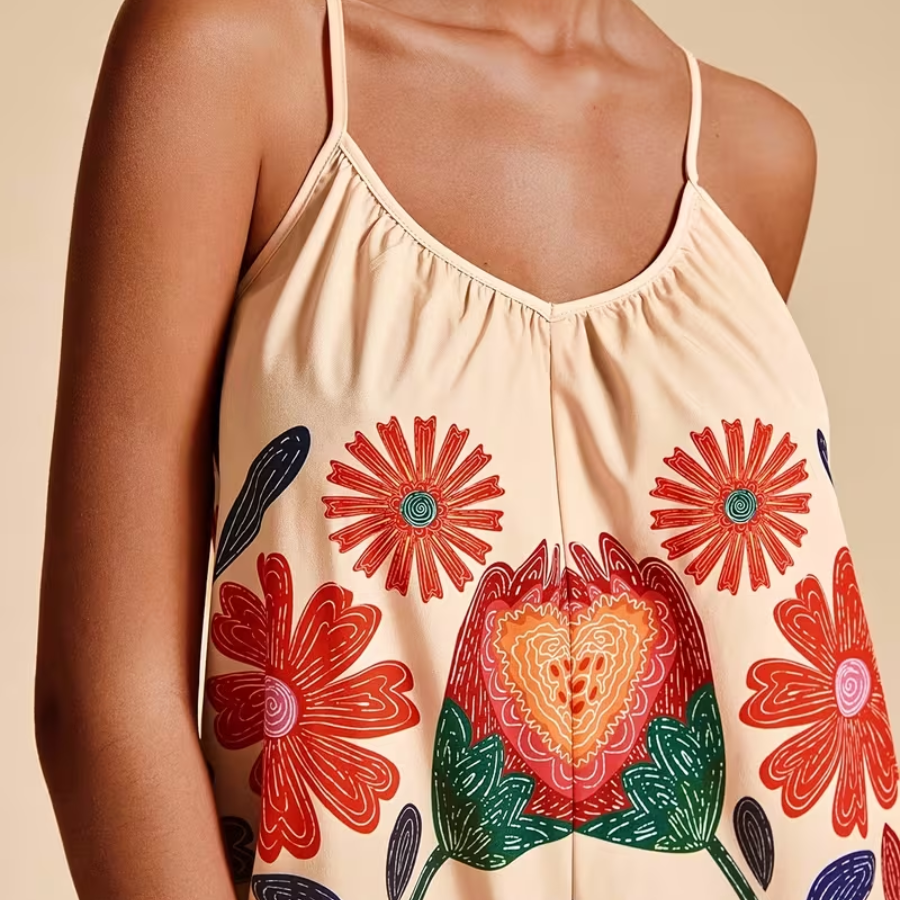 Floral Wide Leg Strap Jumpsuit