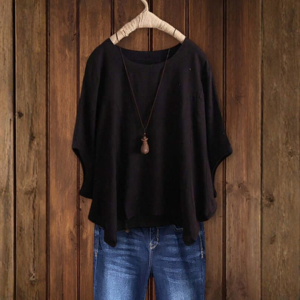 Airy Linen Dolman Sleeve Tunic