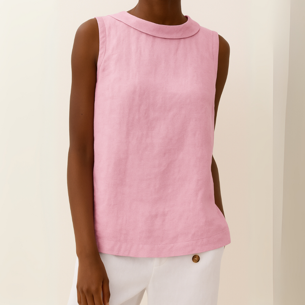 Lightweight Sleeveless Top Rolled Collar