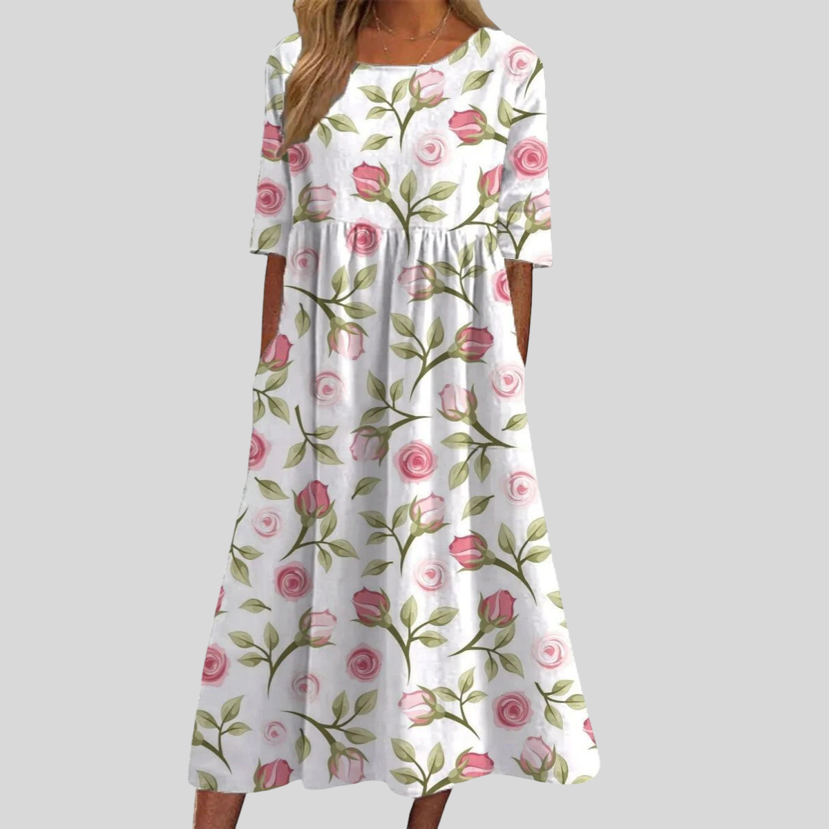 Graceful Flowy Embroidered Dress