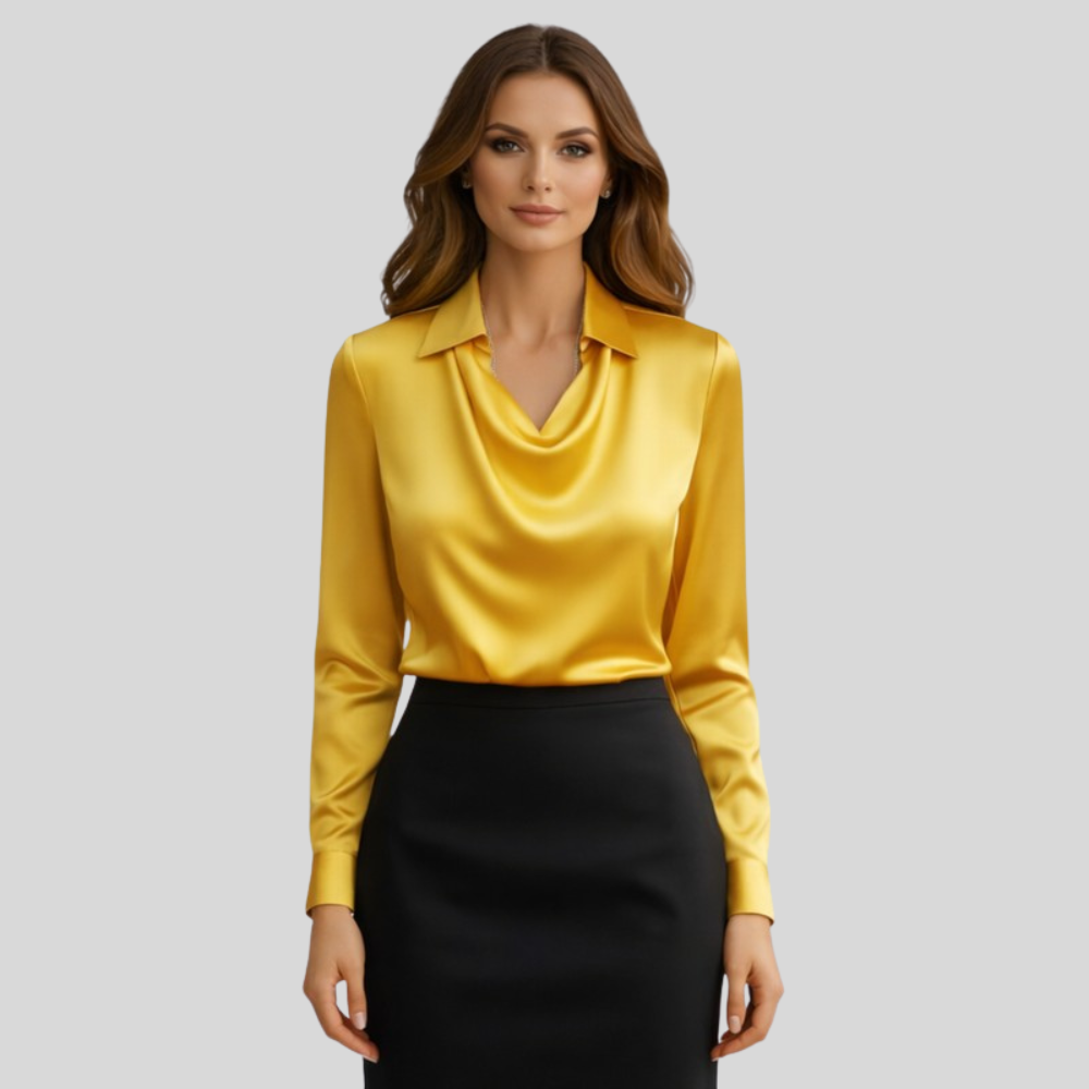 Silky Draped Neck Blouse