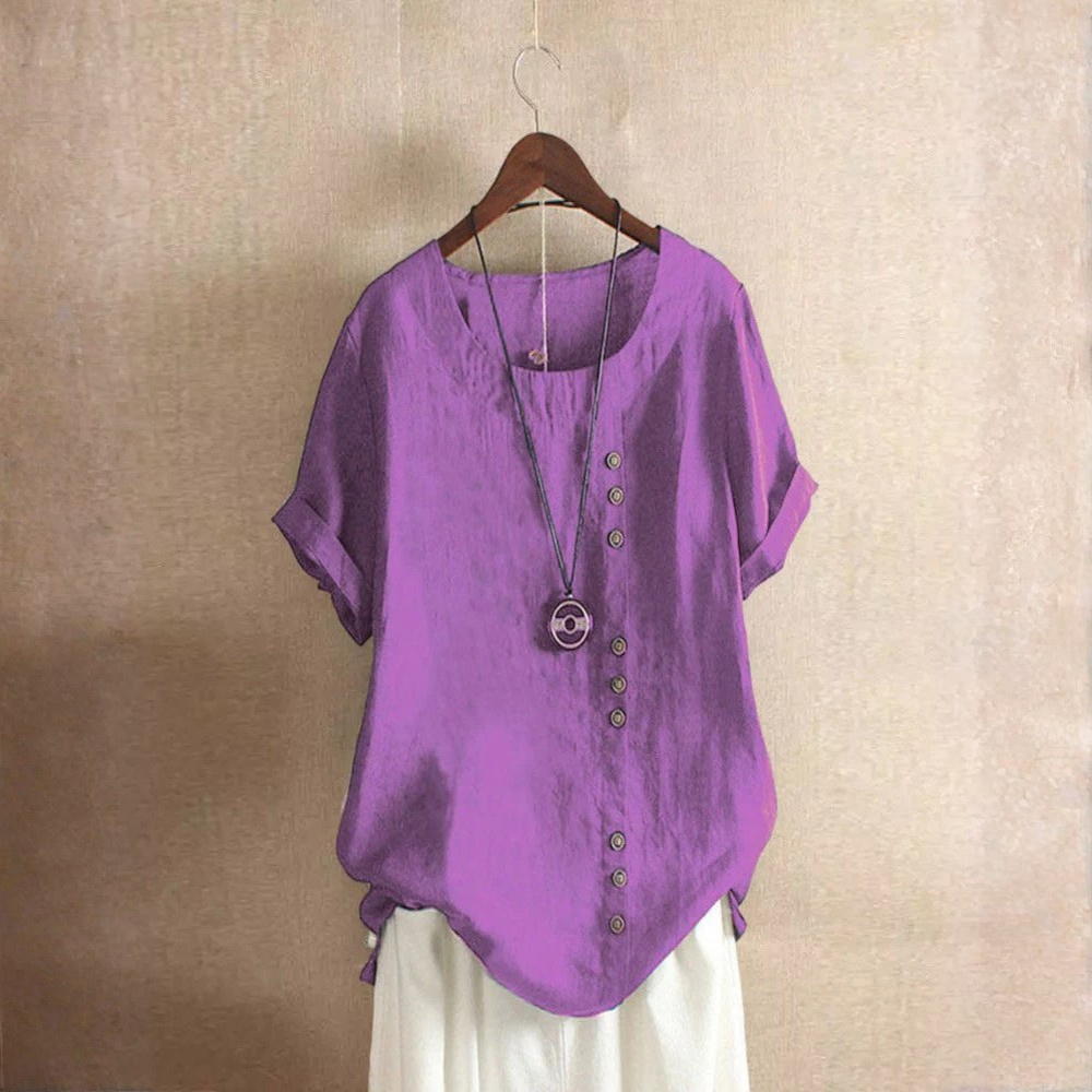 Effortless Cotton Blouse Round Neck