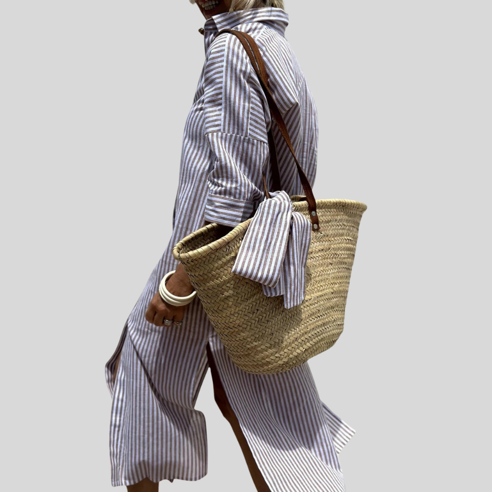 Effortless Striped Midi Shirt Dress