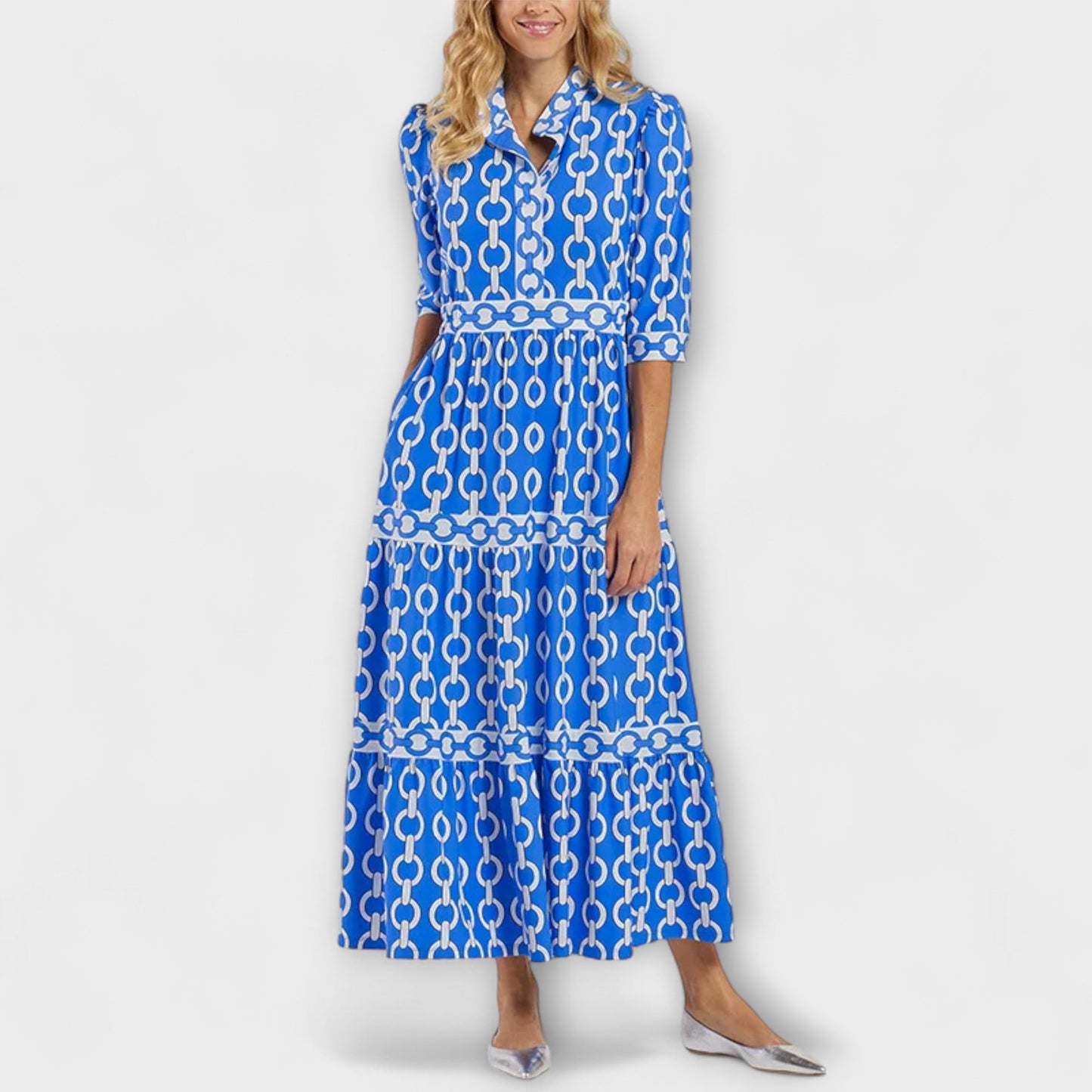 Chic Midi Dress with Eye-Catching Chain Pattern for Effortless Style 7