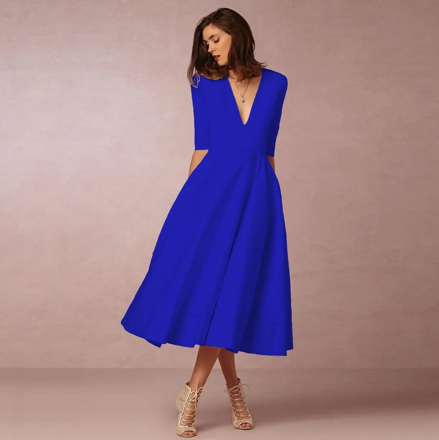 Sleek Ivory Midi Dress