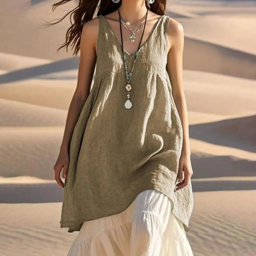 Sleeveless V Neck Beach Dresses