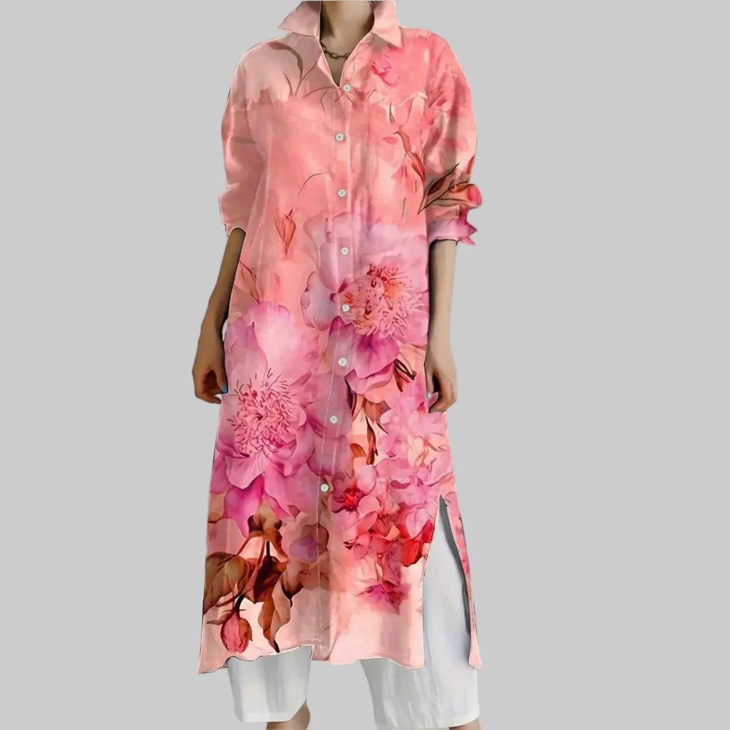 Elegant Floral Button Dress