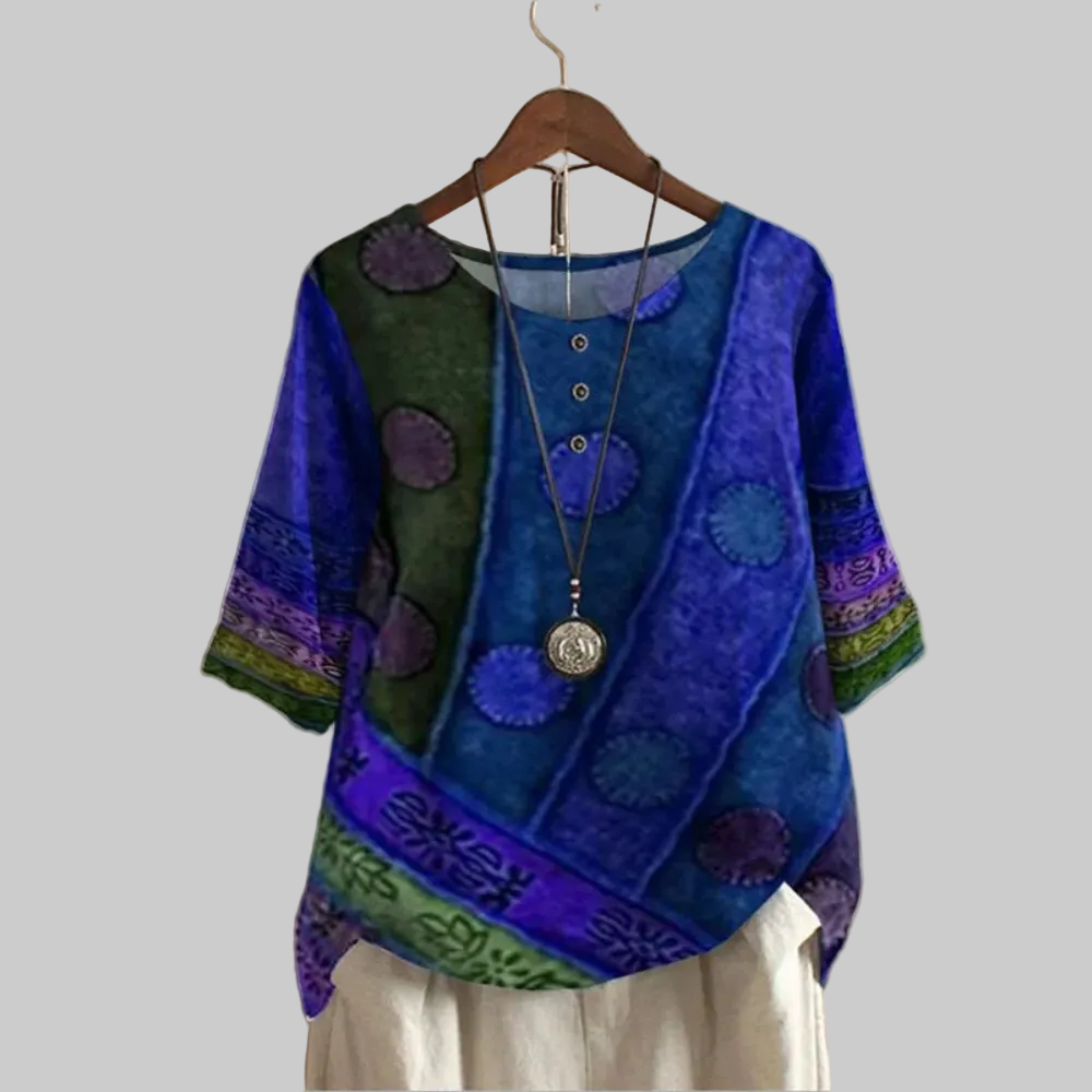 Valarie - Colorful Bohemian Patchwork Top, Lightweight & Travel Friendly 4