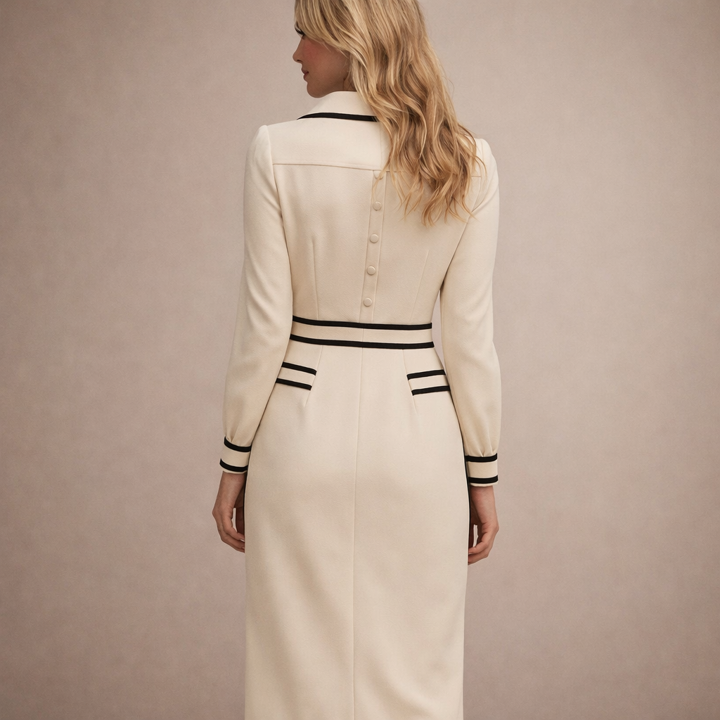 Structured Ivory Midi Dress