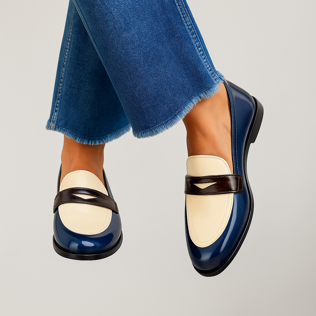 Sleek Leather TwoTone Loafers SlipOn