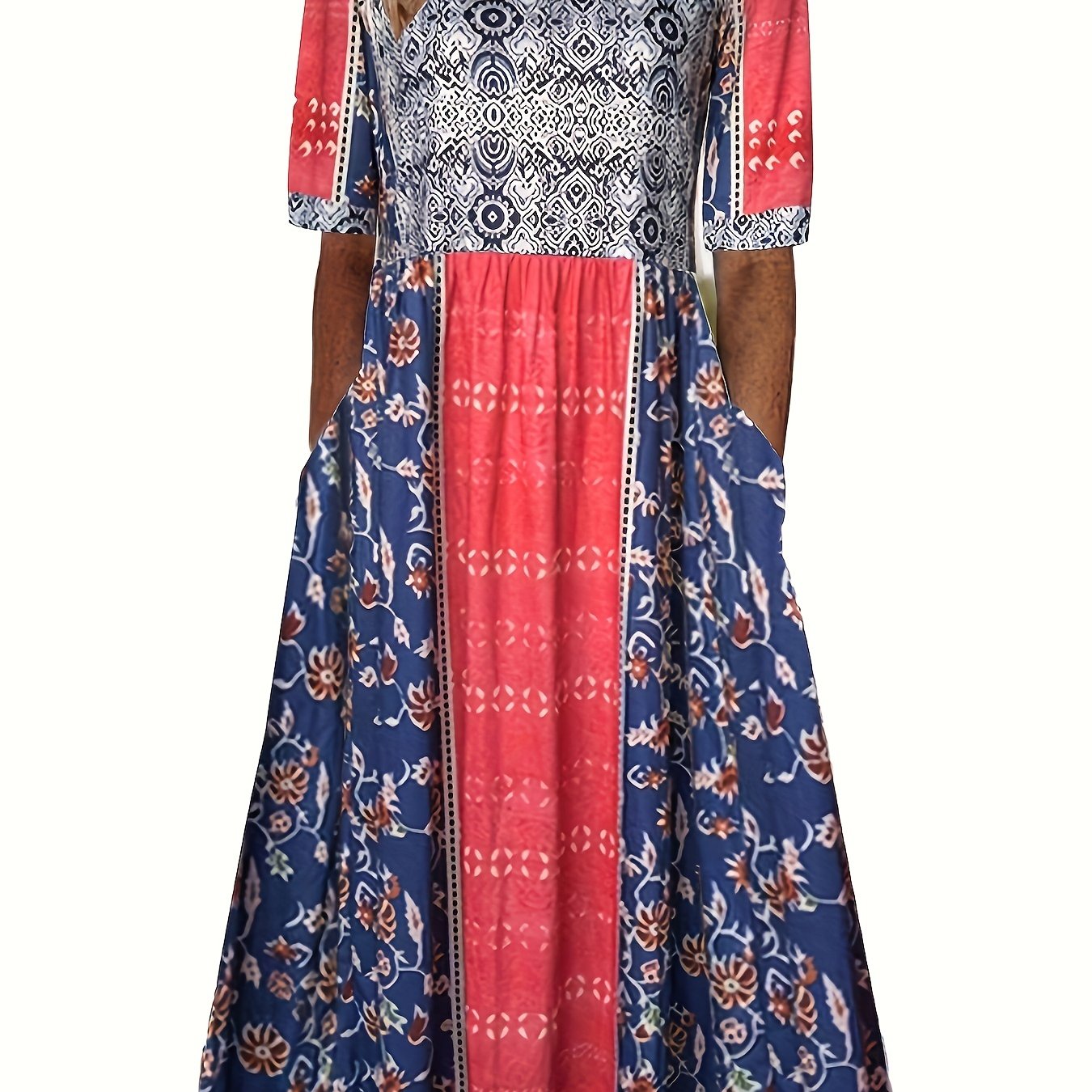 Boho Floral Maxi Dress With Pockets