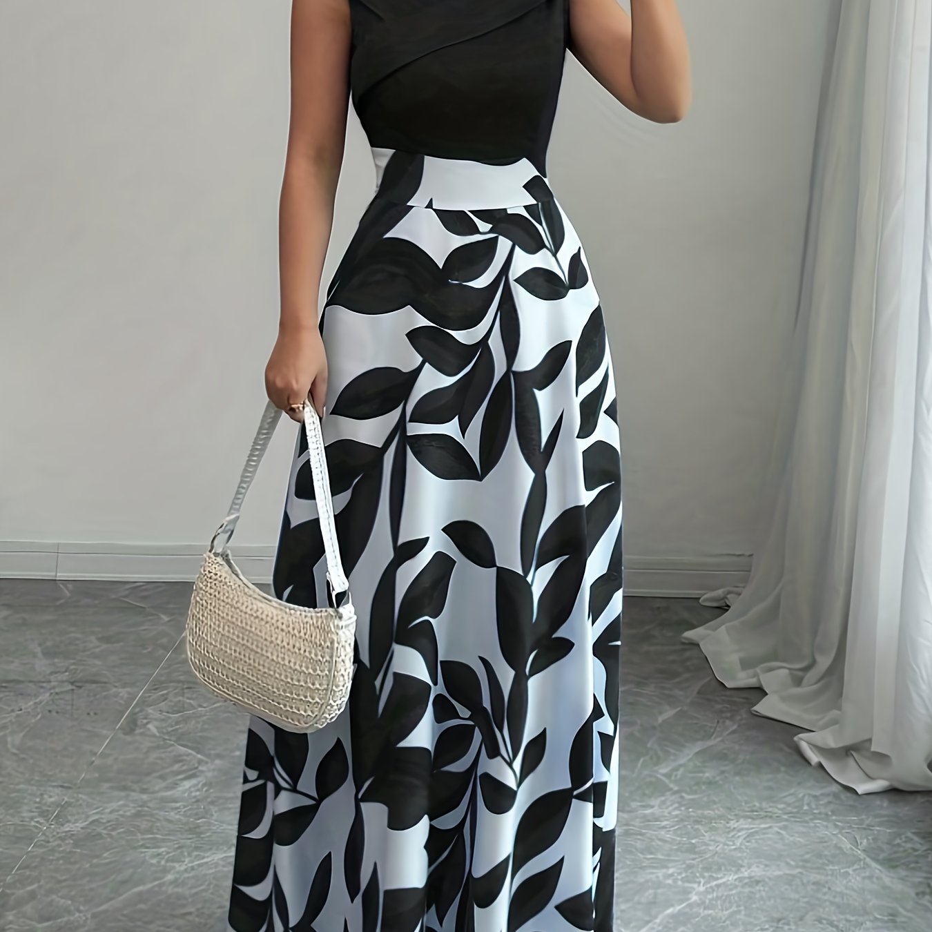 Blue Floral A Line Maxi Dress