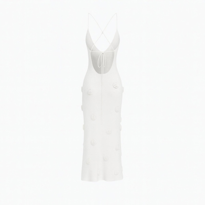 Romantic Rosette Knit Midi Dress