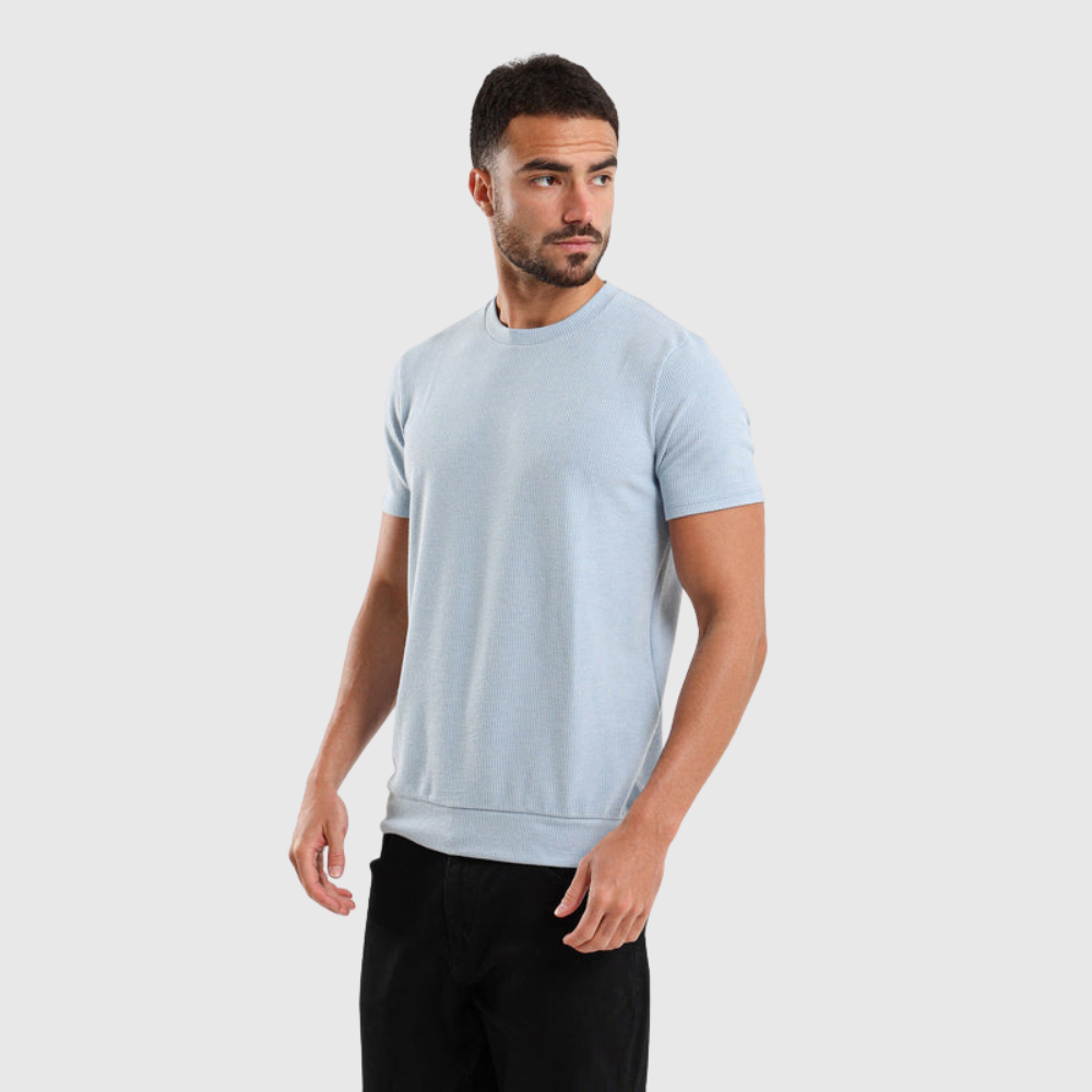 Textured Crew Neck Casual T-Shirt