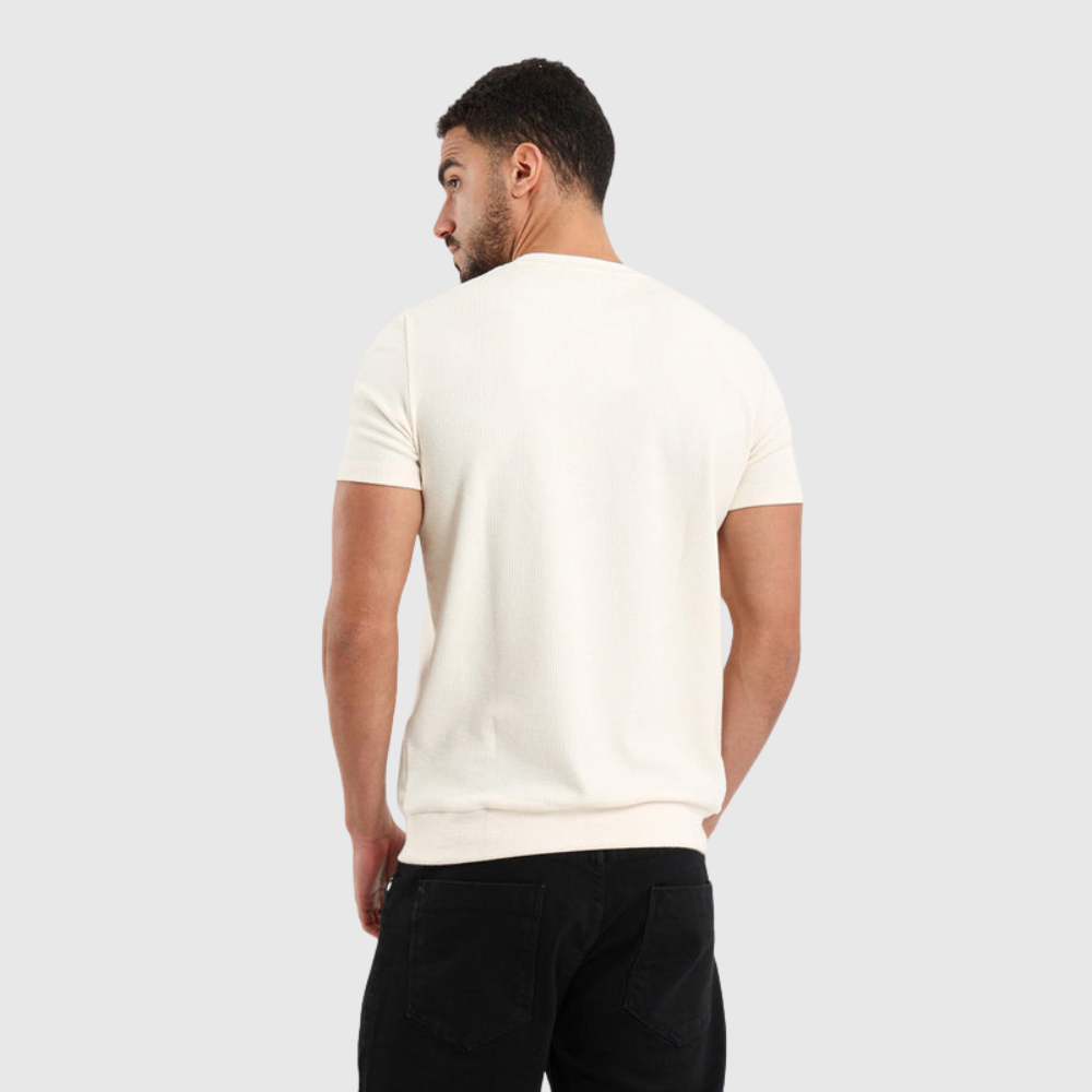 Textured Crew Neck Casual T-Shirt