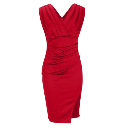 Flattering V Neck Midi Dress