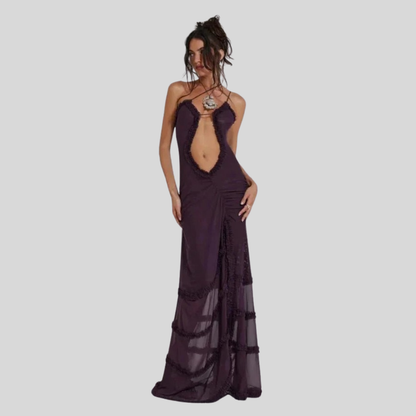 Voluminous Mesh Maxi Dress Ruched