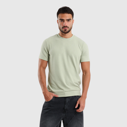 Textured Crew Neck Casual T-Shirt