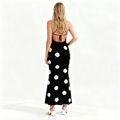 Romantic Rosette Knit Midi Dress