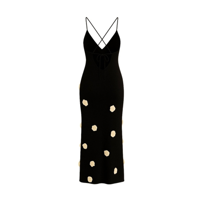 Romantic Rosette Knit Midi Dress