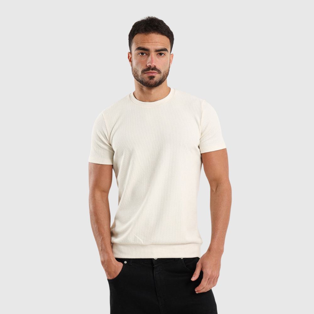 Textured Crew Neck Casual T-Shirt