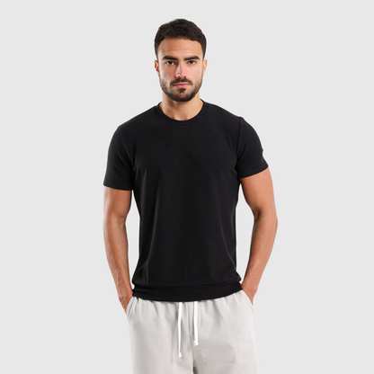 Textured Crew Neck Casual T-Shirt