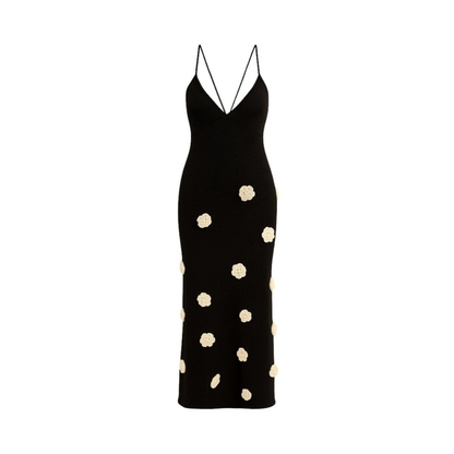 Romantic Rosette Knit Midi Dress