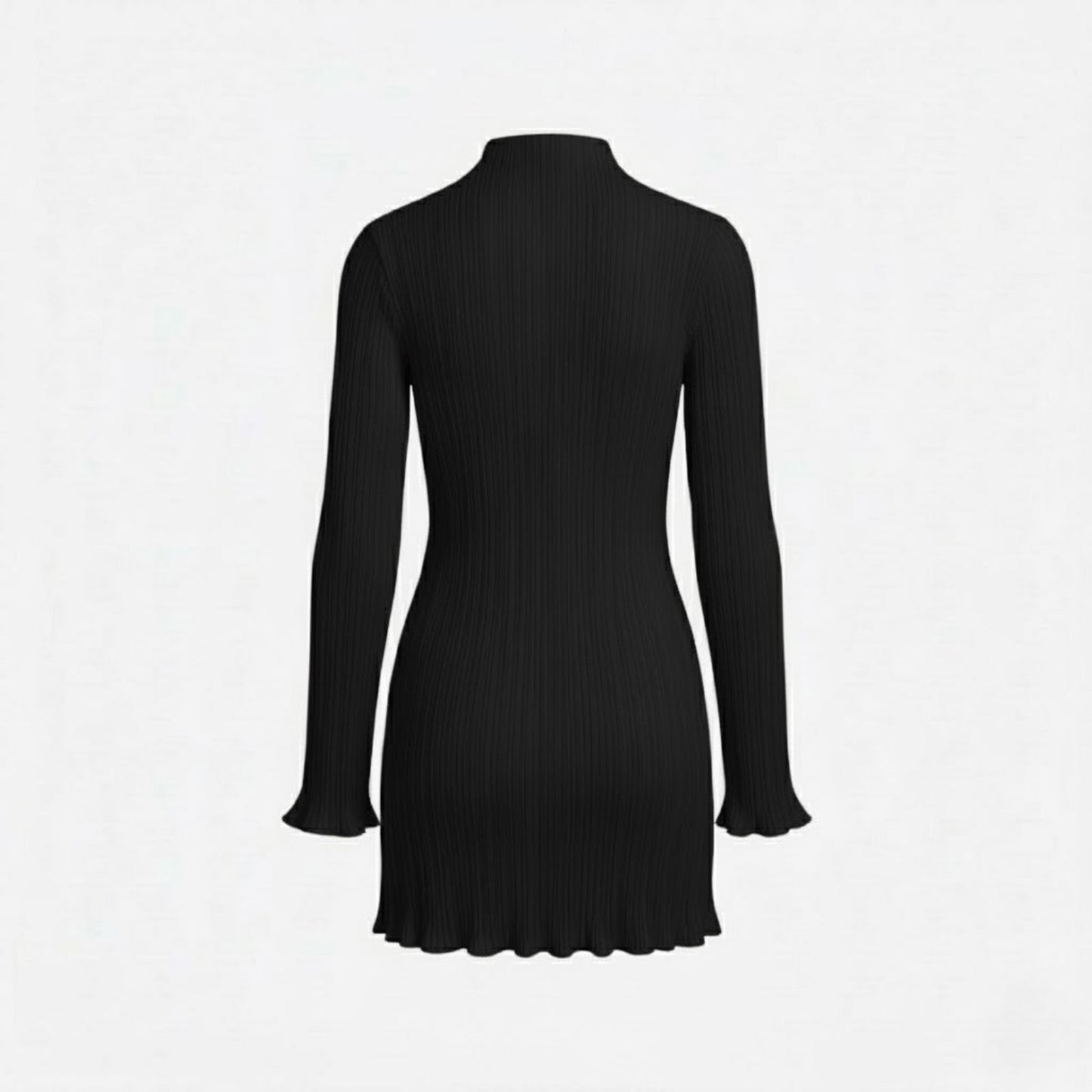 Ribbed Knit High Neck Dress