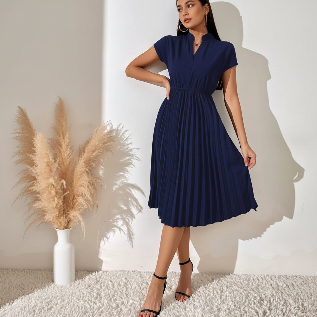 Elegant Maxi Style Pleated Midi Dresses