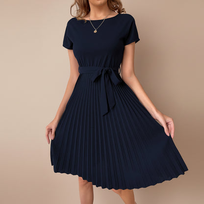 Elegant Women’s Pleated Midi Dresses with Pleated Hem