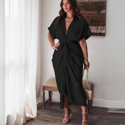 Solid Color Women’s Pleated Midi Dresses