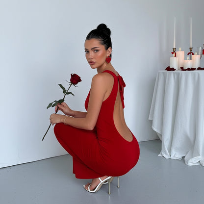 Elegant Backless Vacation Maxi Dresses