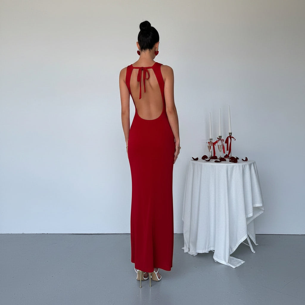 Elegant Backless Vacation Maxi Dresses