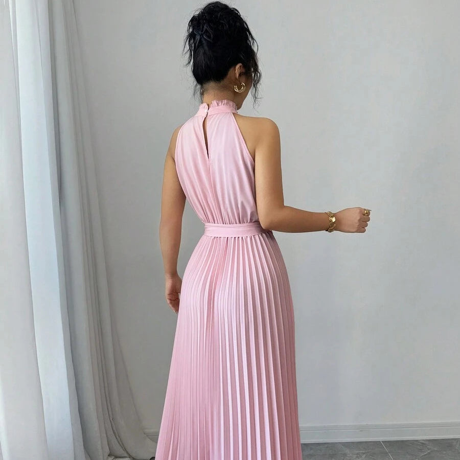 Romantic Women’s Pleated Midi Dresses with Ruffle Collar