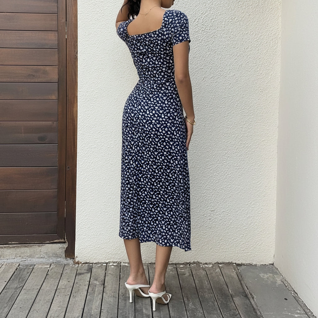 Floral Print Keyhole Maxi Dresses