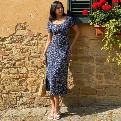 Floral Print Keyhole Maxi Dresses