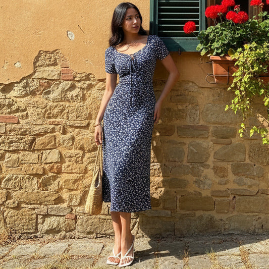 Floral Print Keyhole Maxi Dresses