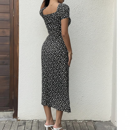 Floral Print Keyhole Maxi Dresses