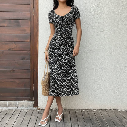 Floral Print Keyhole Maxi Dresses