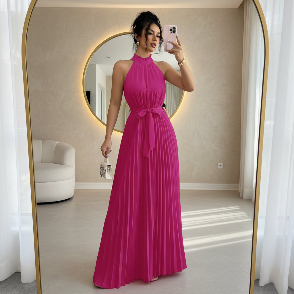 Romantic Women’s Pleated Midi Dresses with Ruffle Collar