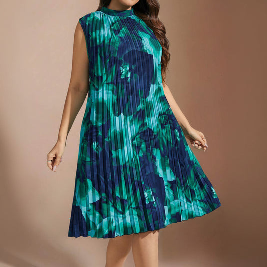 Elegant Plus Size Pleated Midi Dresses