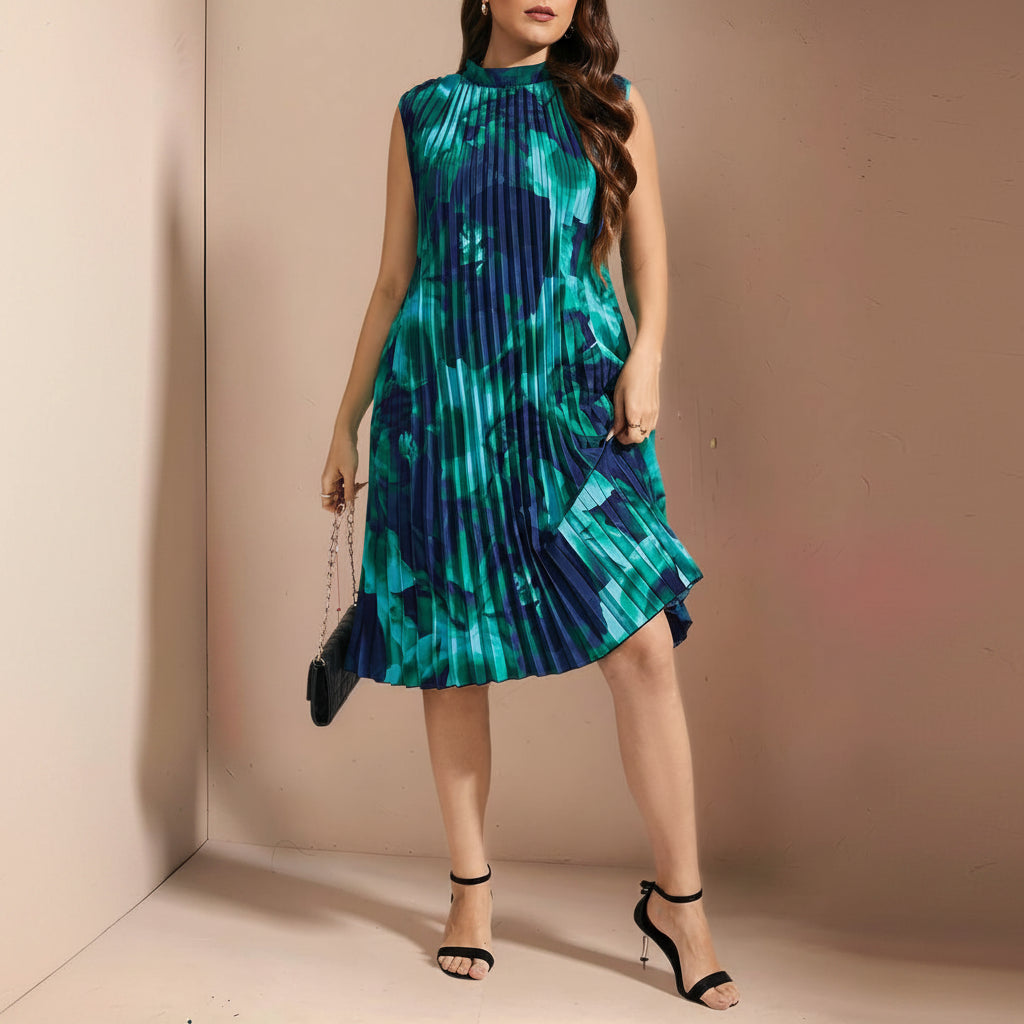 Elegant Plus Size Pleated Midi Dresses