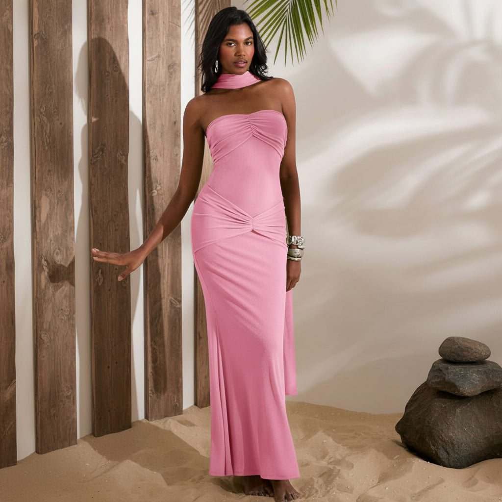 Minimalist Knit Keyhole Maxi Dresses