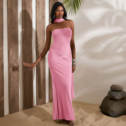 Minimalist Knit Keyhole Maxi Dresses