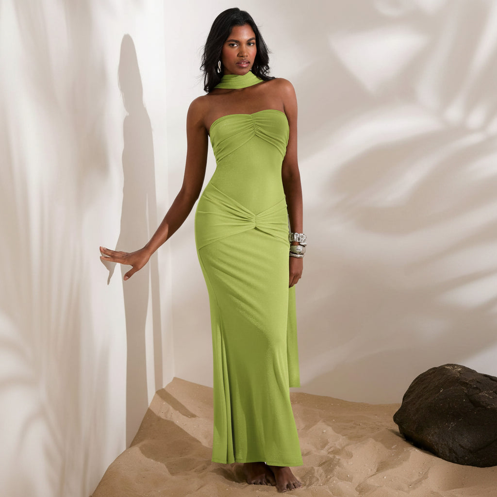 Minimalist Knit Keyhole Maxi Dresses
